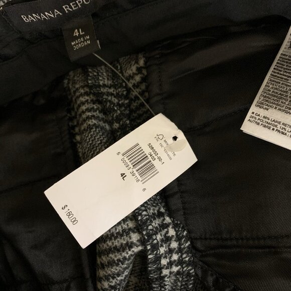 Banana Republic Gray Plaid Wool Blend Slim Fit Dress Pants 4L Classic Work NWT - Picture 7 of 7